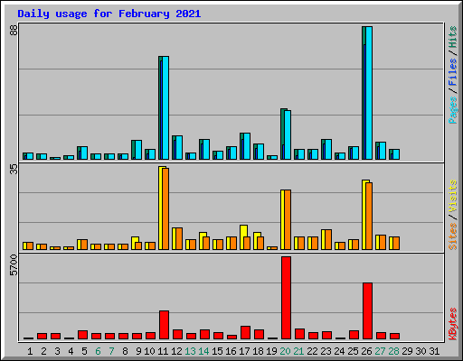 Daily usage for February 2021